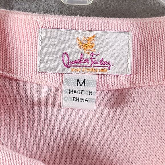 Quacker Factory M Pink Embroidered DRAGONFLY Pull Over 1pc Tank & Cardigan Set - Picture 3 of 9